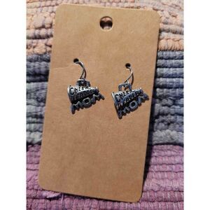 (3 for $15)~JoMa~ Silvertone Cheer Leader Mom Dangle Earrings- NWT